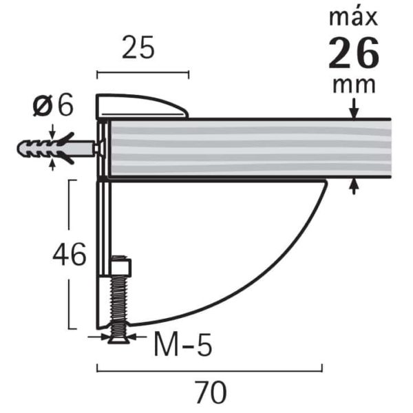 Medidas del Soporte Regulable Mod. 50